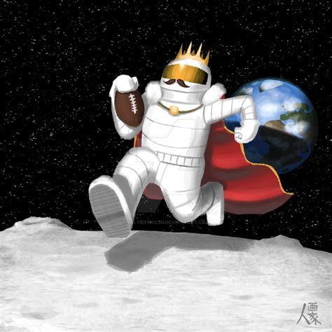 football playing king in space